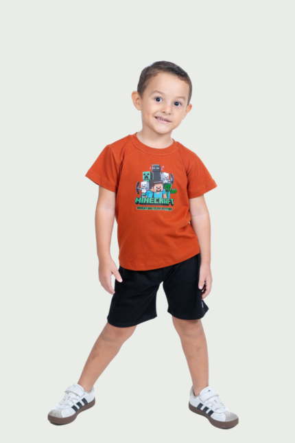 Conjunto Infantil Masculino Minecraft com Camiseta Estampada
